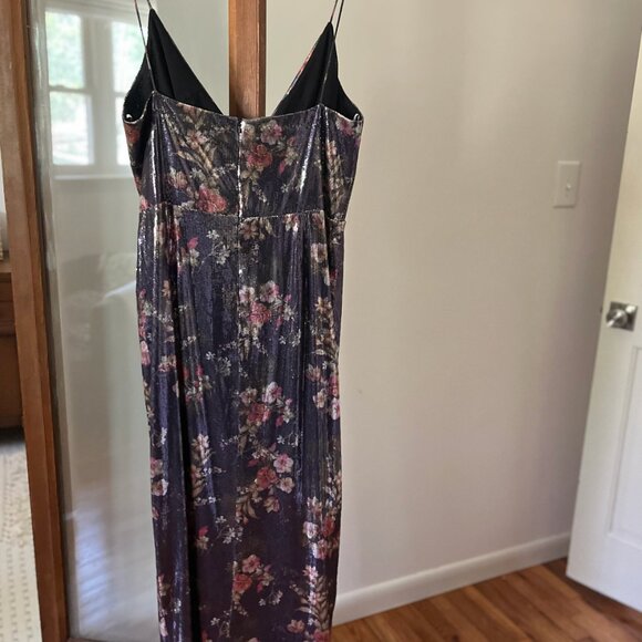 ML Monique Lhuillier Size 16 Floral Sequin Surplice Gown - Picture 6 of 9